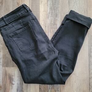 Monkey Ride Black Skinny Jeans Women’s Size 17 Cuffed Ankle Stretch Denim